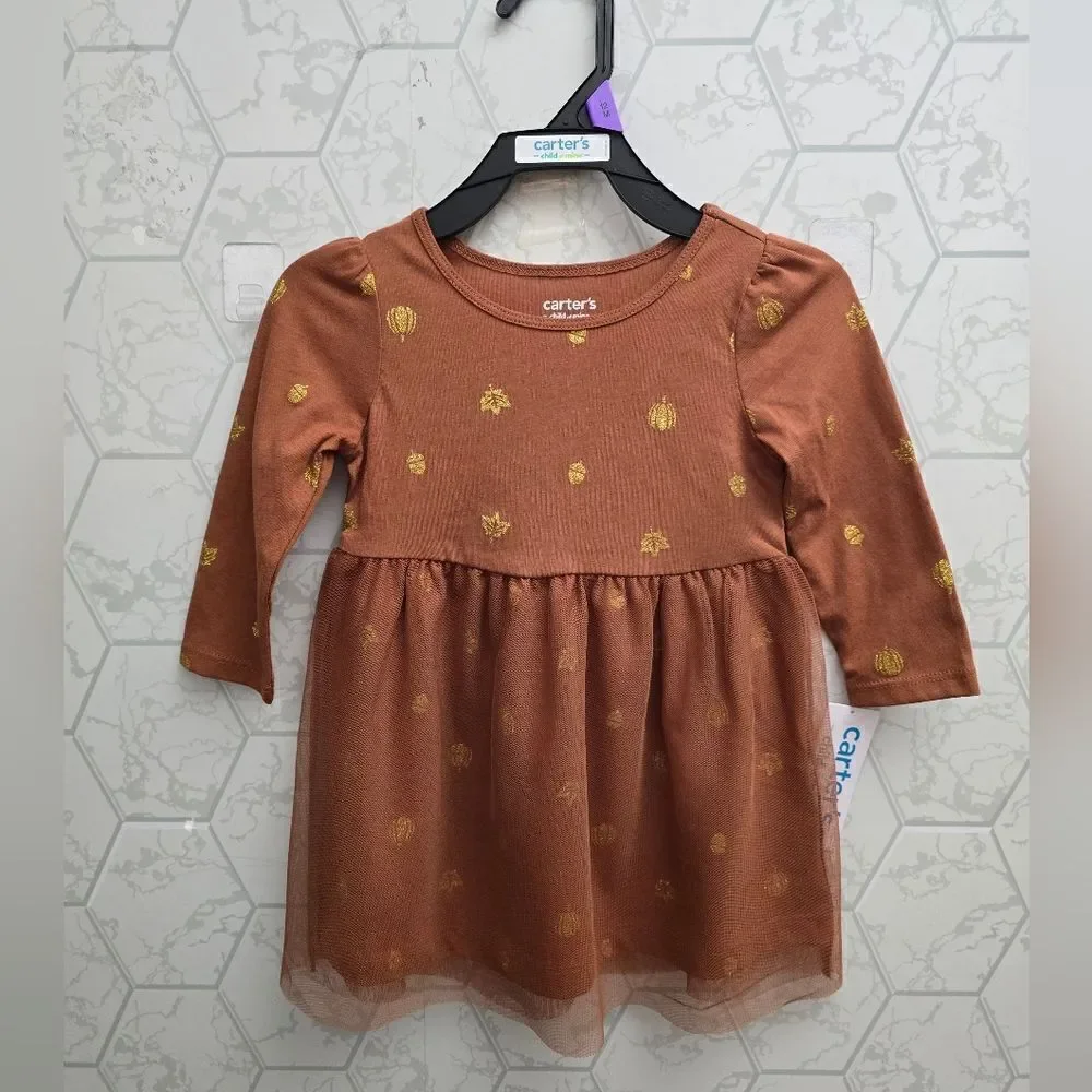 Carter's Girls Thanksgiving Tulle Dress, Sizes 12 months, 2T